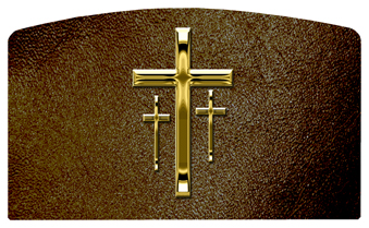 DACRO-517-GD-SH-BR Gold 3 Crosses Shimmer Brown
